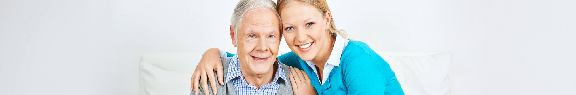 elderly and woman smiling